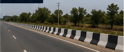 Completed highway barrier view
